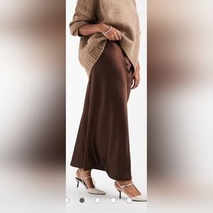 Lock & Love Premium Viscose Maxi Skirt Pull On Stretch Chocolate Brown Medium
